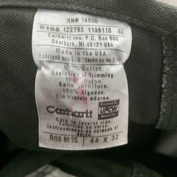 Carhartt Cotton Duck Bib Overalls Mens 44x32 Double Knee Moss Green R06 VTG NOS - Picture 2 of 7